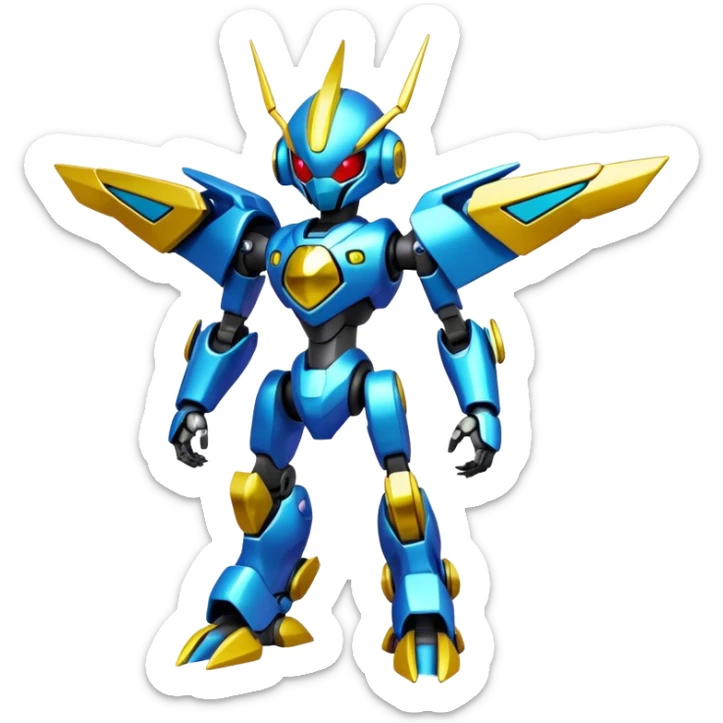 Shiny Futuristic Fakemon-Pokemon-Digimon-Spectrobes-Medabot-fusion, full body sticker