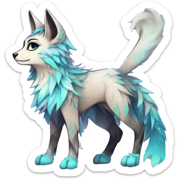 Cool cute Kawaii edgy ethereal futuristic modern epic fantasy animal sparkle fursona Fionbri creature by griffsnuff & LiLaiRa & Falvie full body sticker