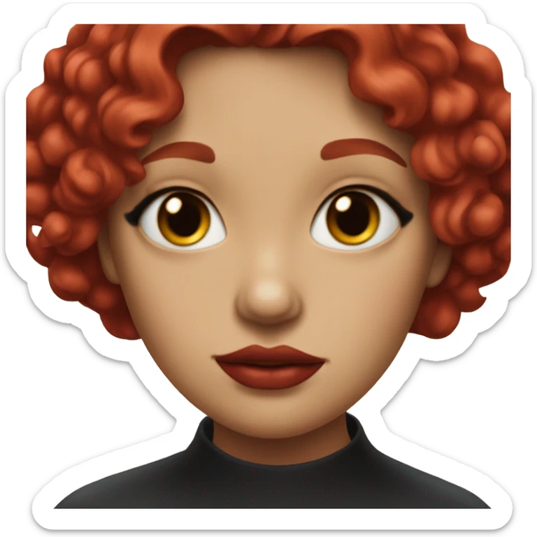 sophie xeon girl with red wavy hair cut and fever red lips sticker