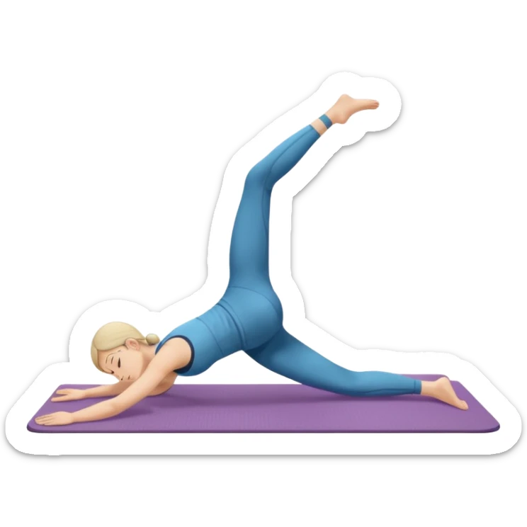 the feet are on the mat, the back is arched inward and the hands are stretched towards the legs sticker