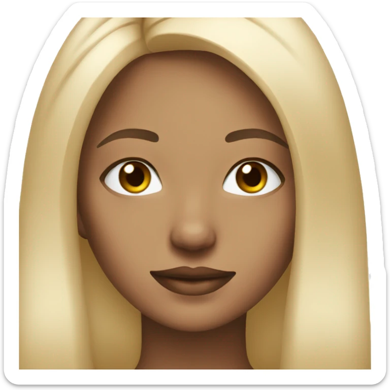 A beautiful girl with straight middle part blonde hair and brown eyes  sticker