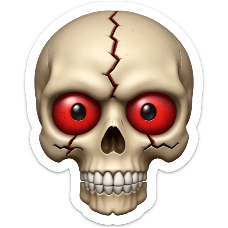 Lose Emoji

Glossy 3D emoji of a skull with red eyes, slightly cracked, dark red and black tones. sticker