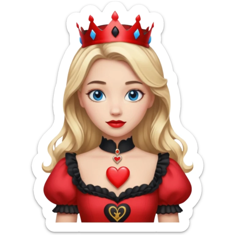 Freya Skye lose my head junior Eurovision 2022 red queen of hearts style blonde half up half down hair, blue eyes sticker