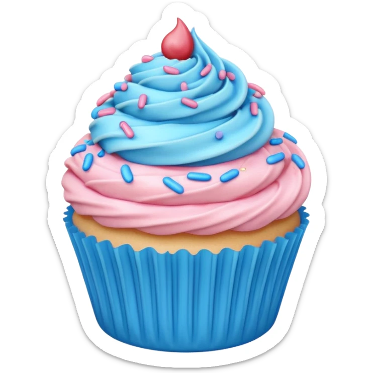 pastel pink cupcake with a swirl of blue frosting sticker