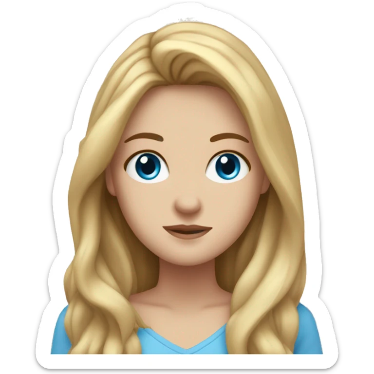white girl with blue eyes and brown long hair that is blonde at the bottem  sticker