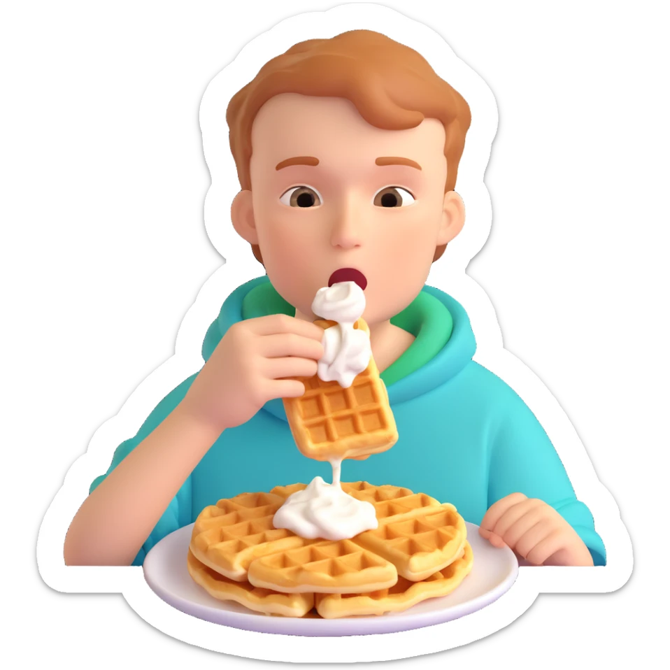 A boy named Maxim who loves to eat waffles with sour cream sticker