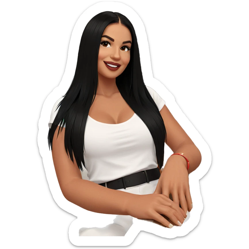 smiling girl in white shirt sticker