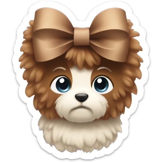 Brown fluffy bow sticker