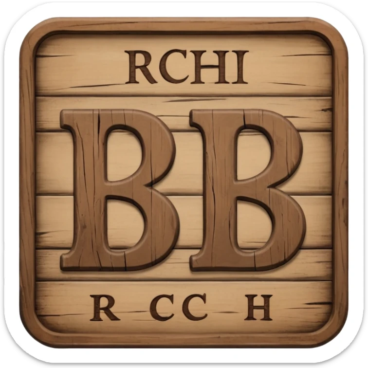 a sign with only the word "RCH" written on it in capital letters sticker