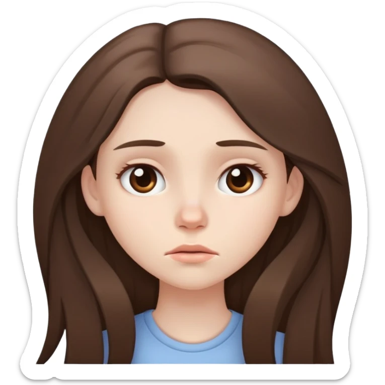 beautiful pale brunette girl with long hair tired sticker
