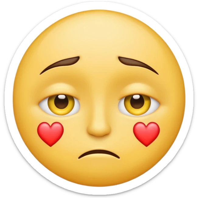 A yellow circular frowning Face with a heart above one eye and a tear under the other sticker