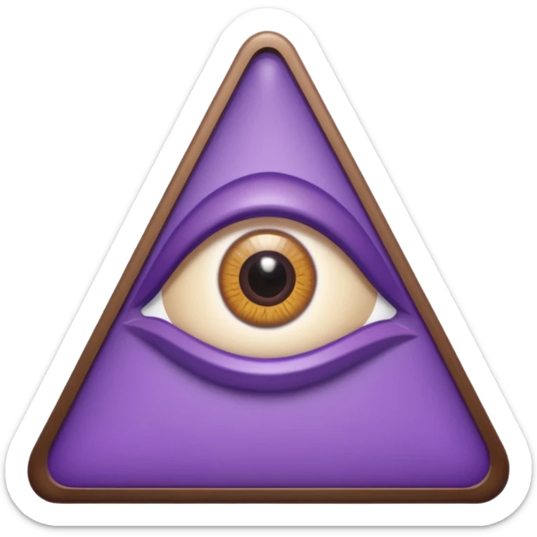 A triangle with a mix of colors as a border and a purple inside with an eye in the middle sticker