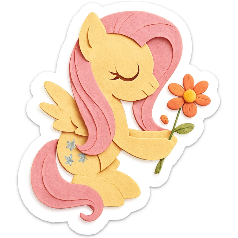 Fluttershy holding a flower sticker