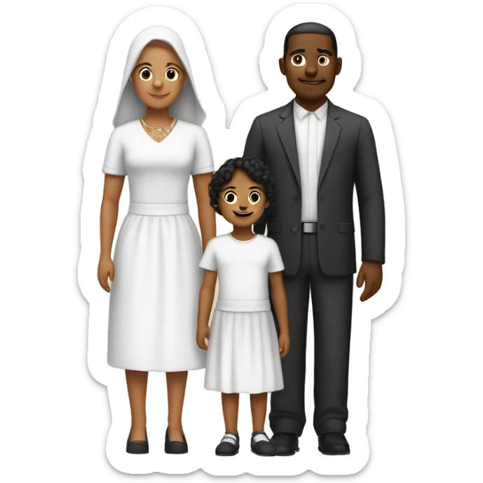 padre blanco y madre negra familia con 2 hijos sticker