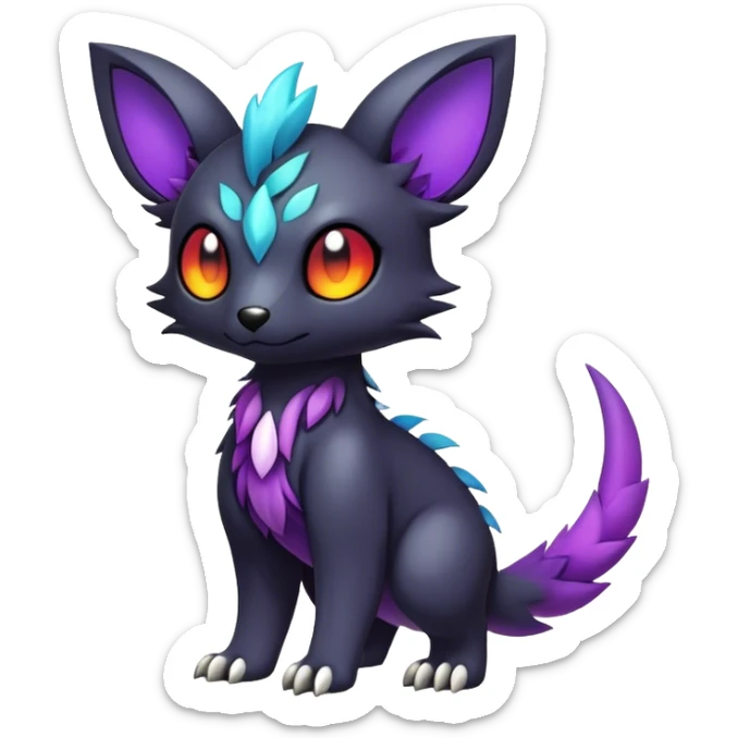Cute cool colorful dark fantasy animal hybrid Fakemon full body sticker