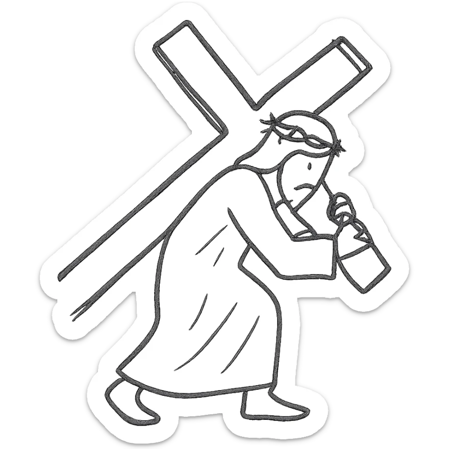 Jesus carrying the cross icon sticker