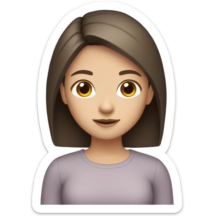 caucasian girl with medium straight dark brown hair, light brown eyes sticker