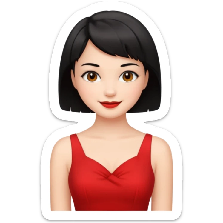Chica con vestido rojo y pelo corto negro súper sexy sticker