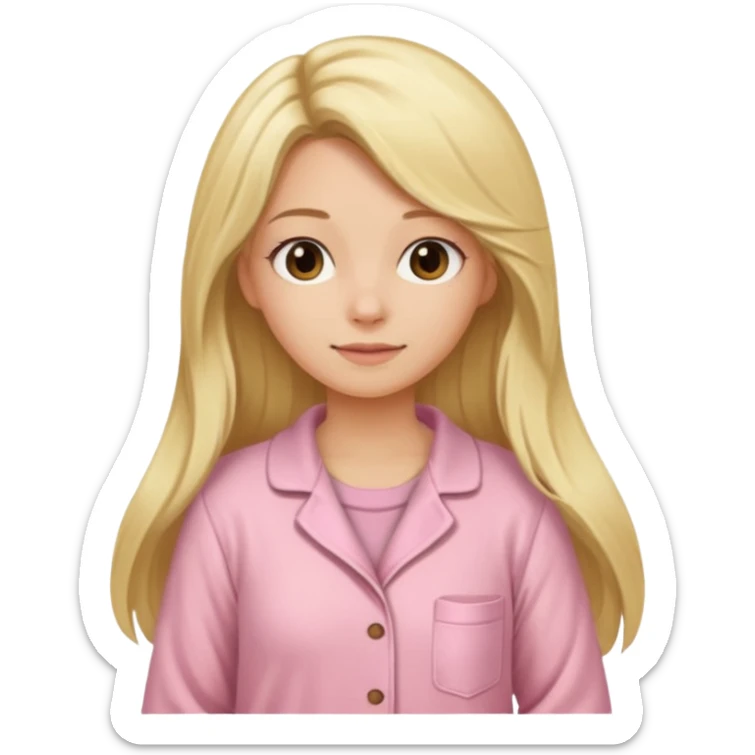 Brown and soft pink cozy two pieces blonde long hair lady pijama sticker