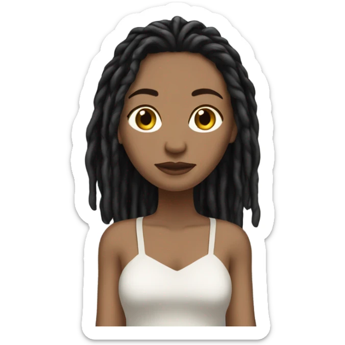 Tan girl with black locs dark white dress full body sticker