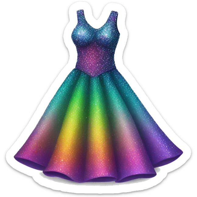 Colorful sparkly dress sticker