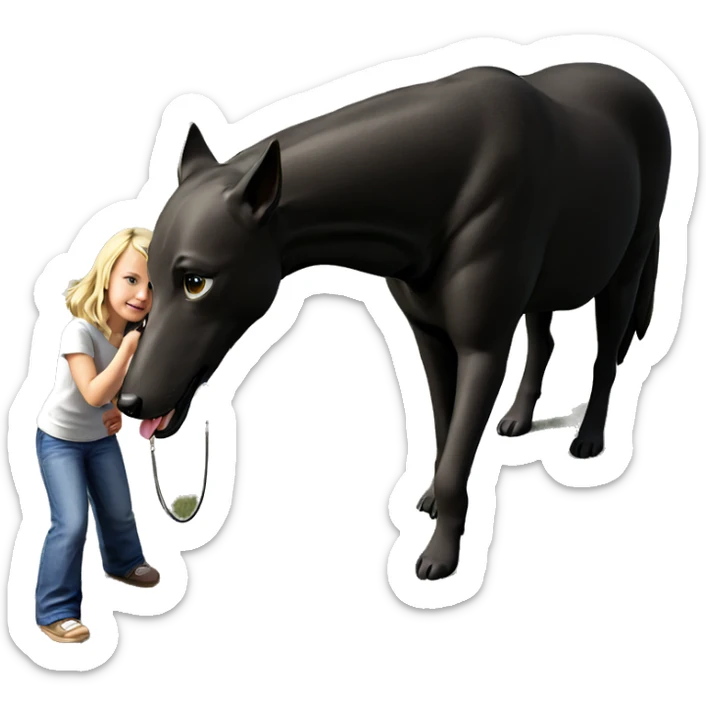 blonde girl with dog outdoors sticker