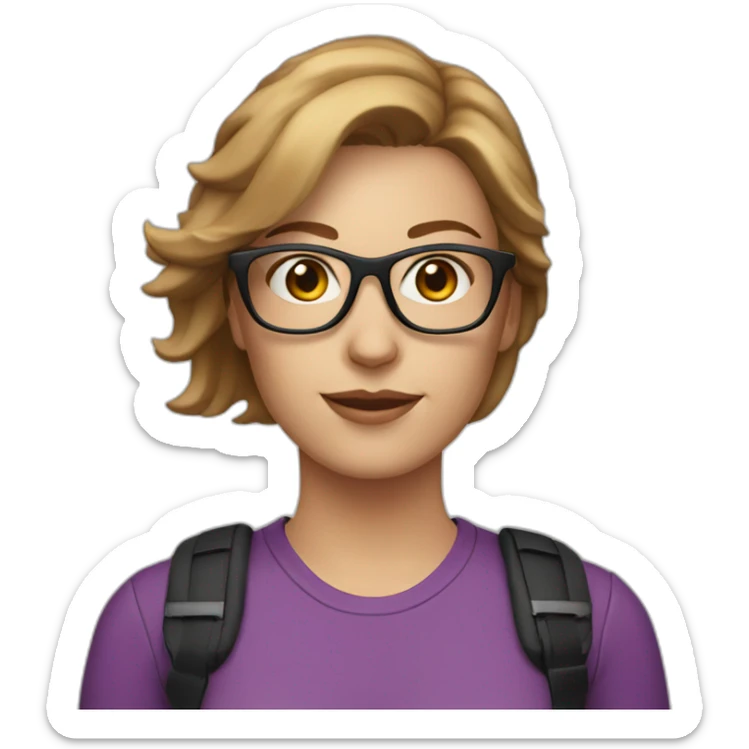 30 year old white woman short light brown hair with a bike helmet and glasses sticker
