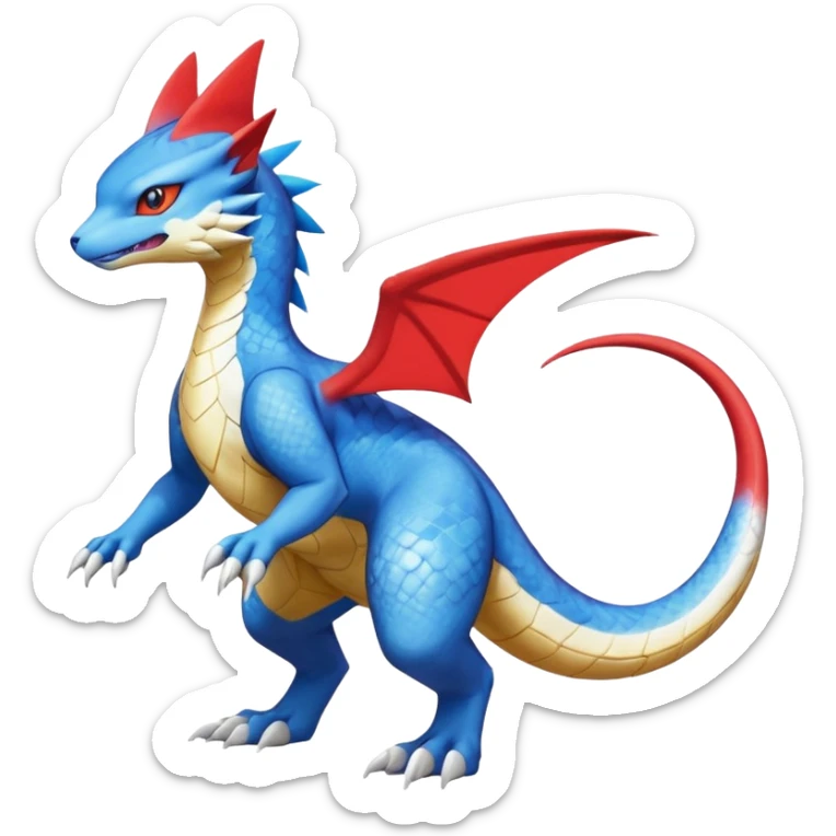Gabite-Veemon-Digimon-Latias-Peppercat-Pokémon-Flamedramon-fusion-animal-hybrid-creature, Full body  sticker