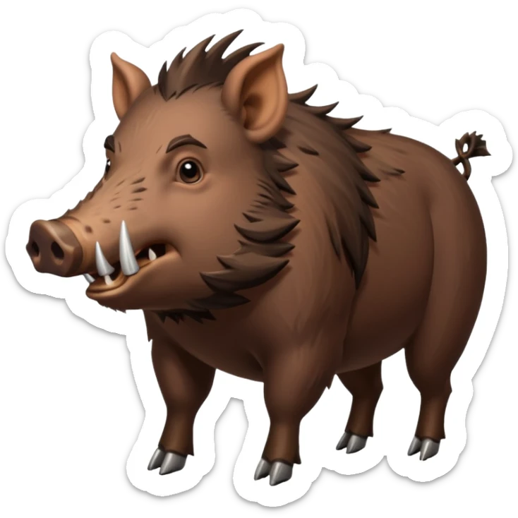 An emoji of a large wild boar, representing hunting in ancient European forests. sticker