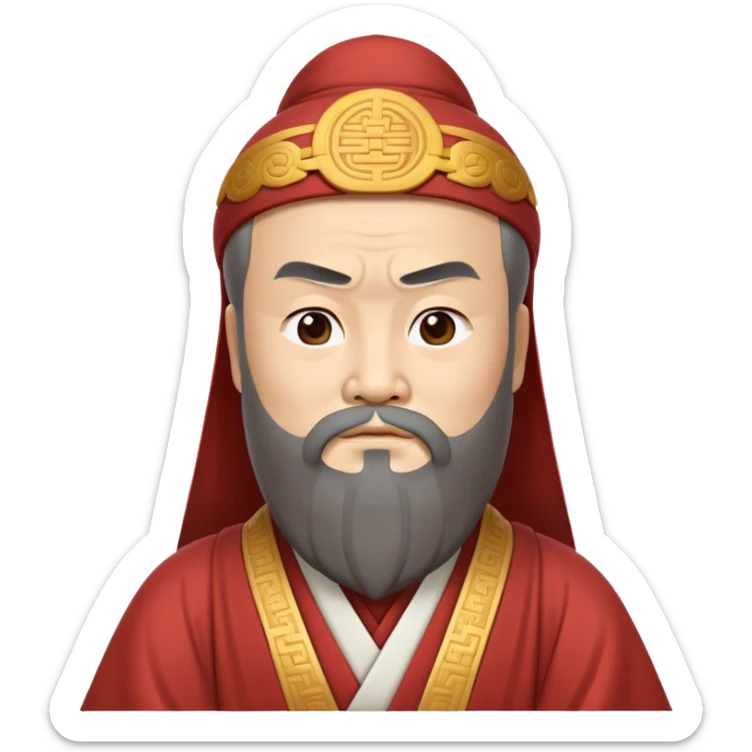 Cinematic Realistic Confucius Portrait Emoji, depicted as a wise ancient philosopher in traditional robes with a serene, contemplative expression, rendered with soft timeless textures and harmonious natural lighting that captures his enduring wisdom. sticker