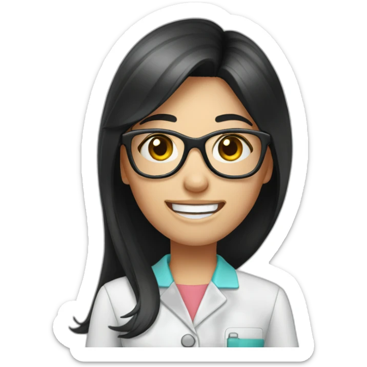 Dentist-girl-eyesmile-glasses-black middle straight hair sticker