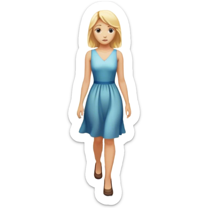 back of blonde woman stands In front at a crossroads between two paths—one illuminated, the other in shadow... scary and sunlight ...she walks the light path  sticker