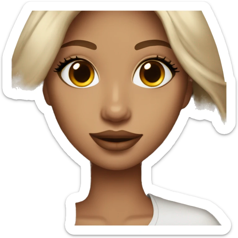 A girl with long brown  hair white skin lip filler brown eyes in a rich people outfit  sticker