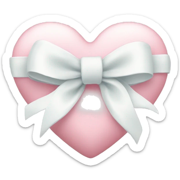 Pastel pink heart with white bow sticker