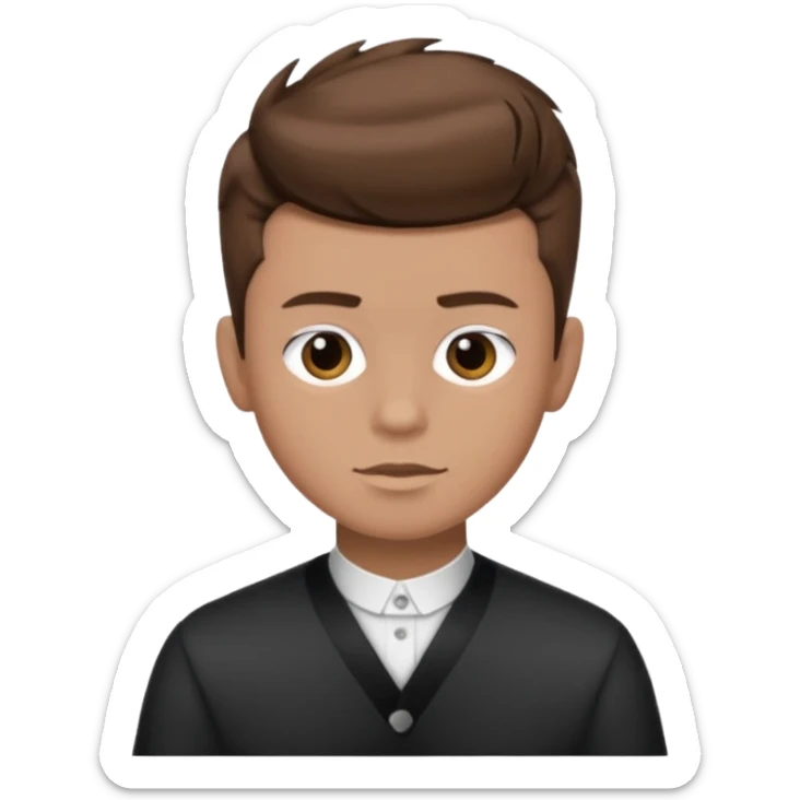 create a fringe haircut boy with a brown hair with hair little up more looking like quiff hairstyle sticker