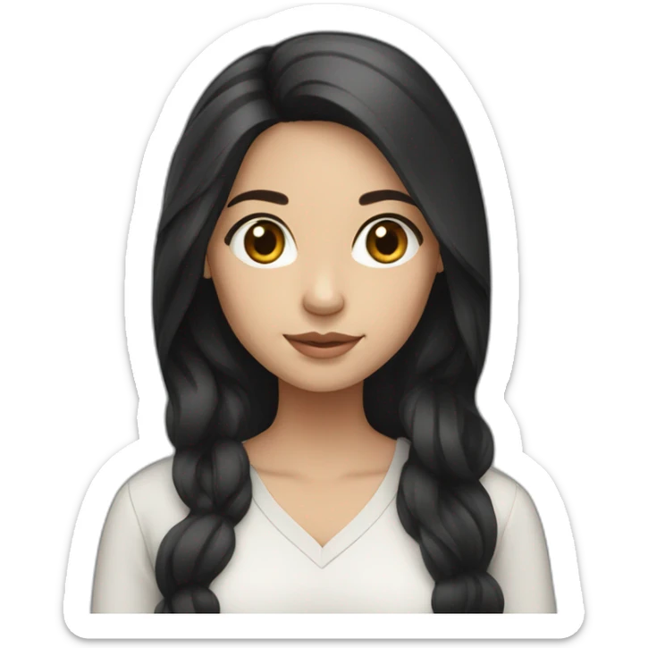 White skin color pakistani girl with black long hair sticker