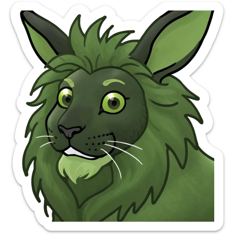 Black bunny on a dirt bike bunny has mane like a lion on his black face  sticker