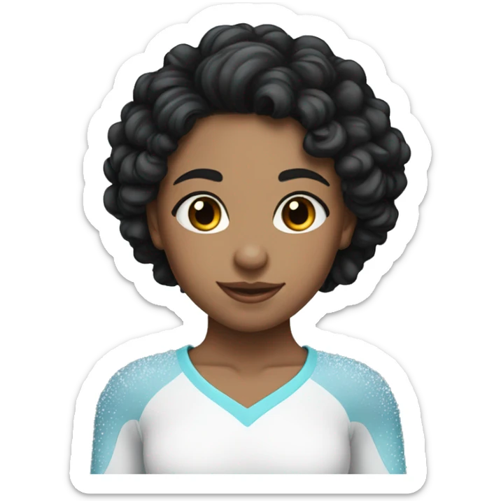 ice skater with black curly medium hair and Mixed skin girl sticker