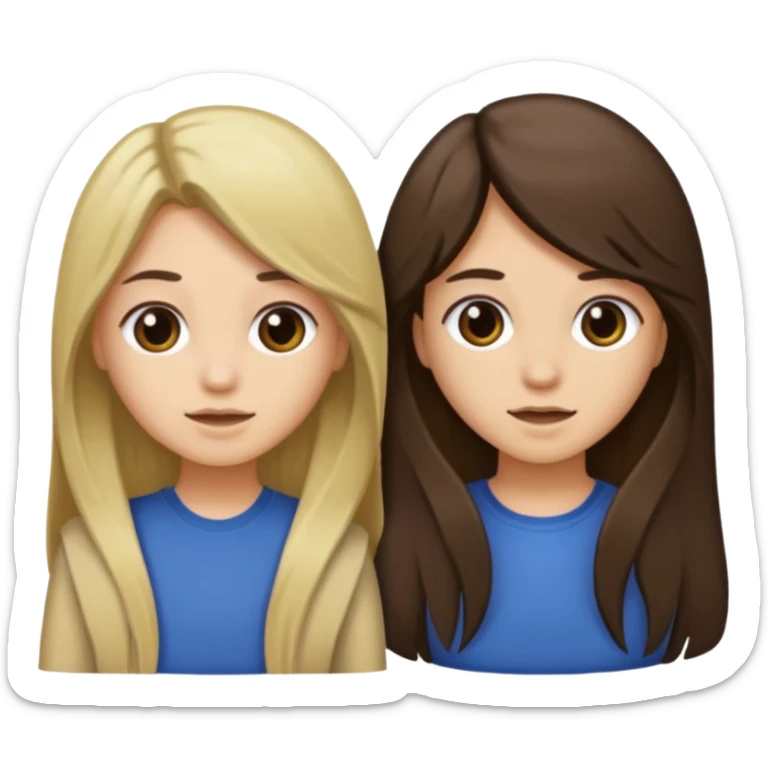 bestiess one with dark brown hair and one with dirty blonde hair long hair for both of them sticker