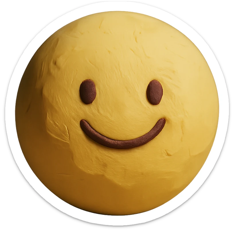 claymation style aura ball with a warm smile sticker