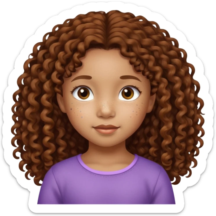5 year old blasian girl with long brown curly hair sticker