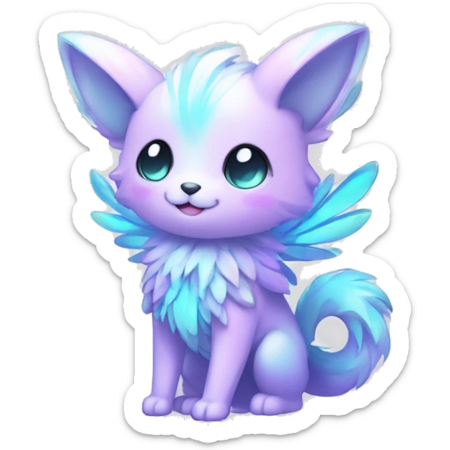 Shiny Shy Cool Colorful Pastel beautiful fantasy Kawaii Ethereal Sona Fakemon-animal Full Body sticker