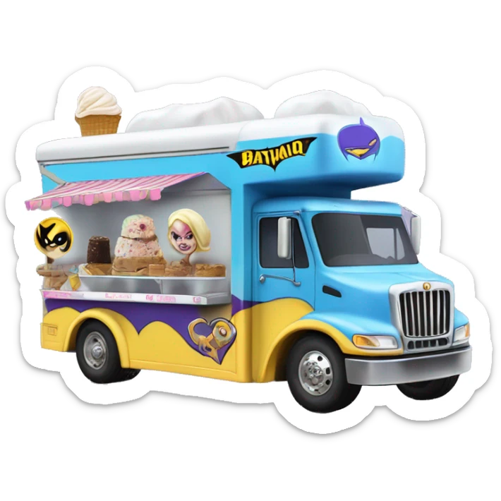 Batgirl’s fast hot rod tri axle ice cream truck  sticker