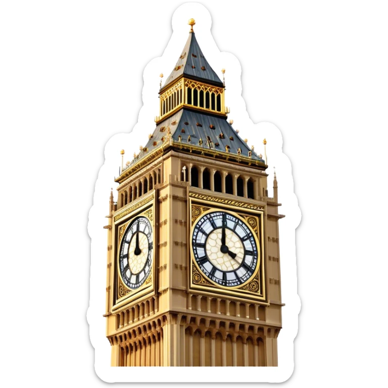 Cinematic Realistic Big Ben Landmark Emoji, showcasing the historic clock tower in exquisite detail rendered with dynamic lighting and rich textures that highlight its timeless grandeur. sticker