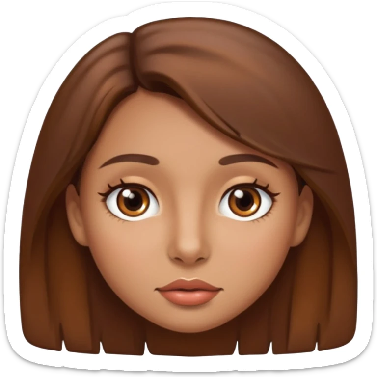 girl with brown hair and brown eyes tan skin mole above lip sticker