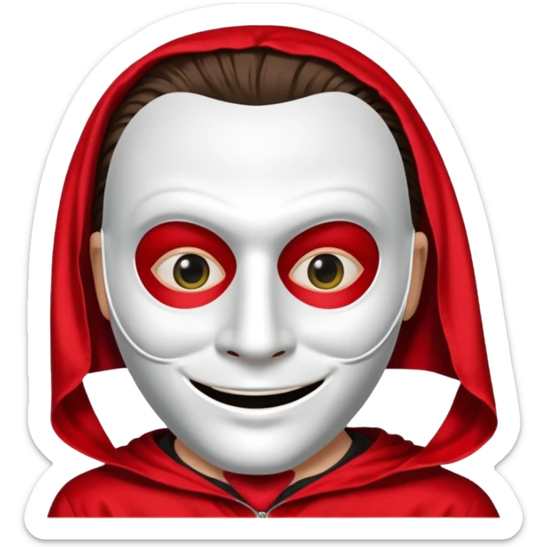 Emoji de la película La casa de papel máscara y la ropa rojo y la máscara realista  sticker