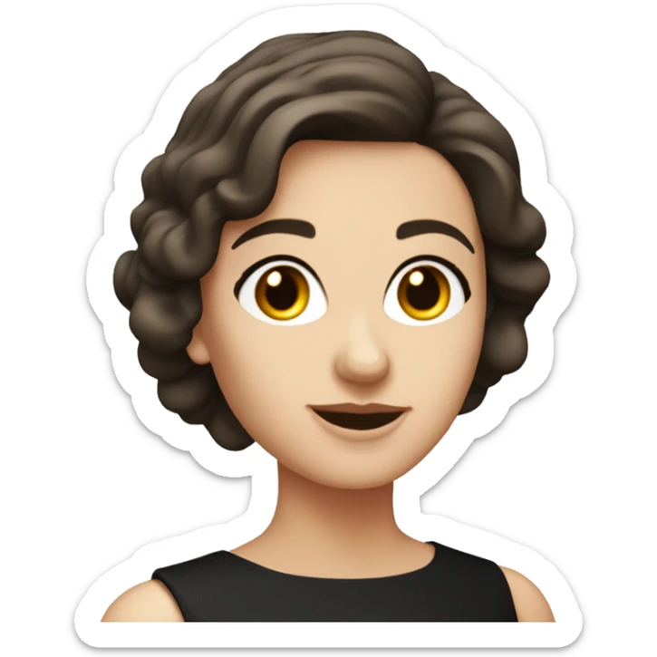 bust of caucasian lady with short brunette hair and wearing black strapless dress sticker
