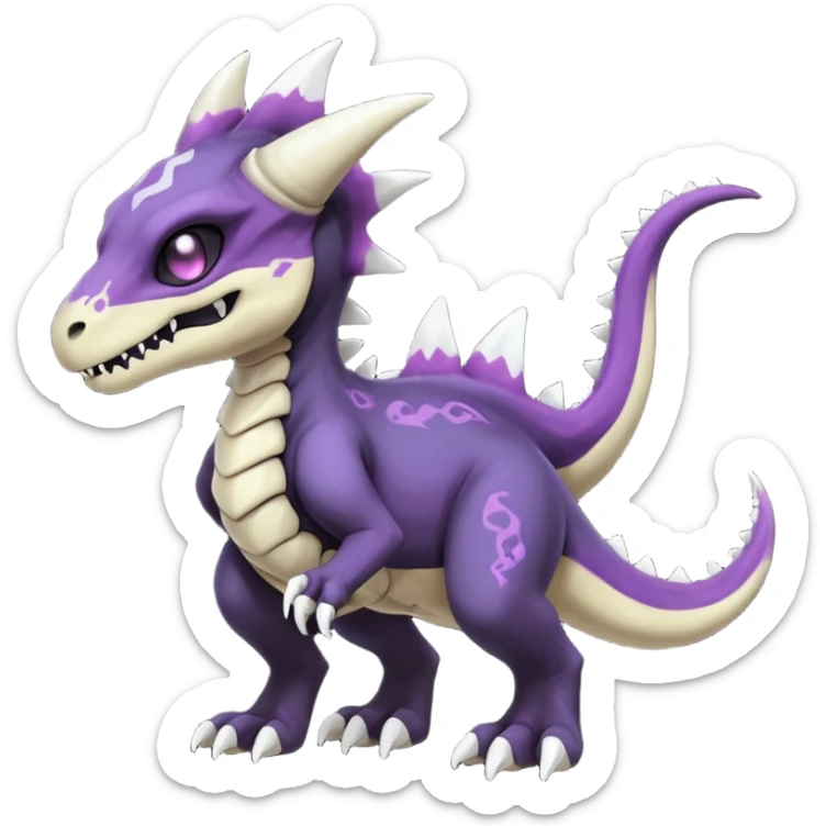 Nebulae Gothic Spooky Marowak-Salandit-Cubone-Duskull-Noibat-Fakémon-hybrid-creature (full body)  sticker