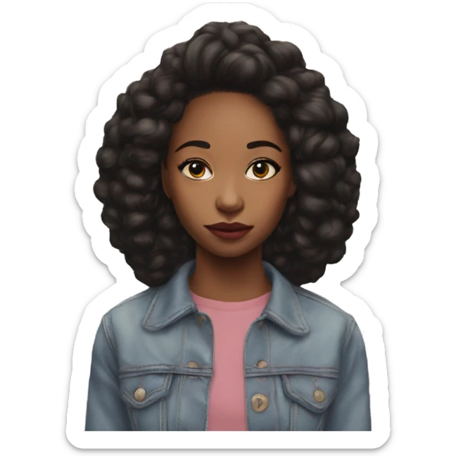 Aya Naomi King, teenager hyperreal, photoreal portrait sticker