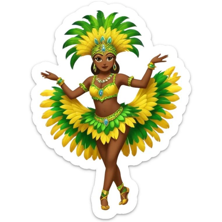 bailarina de samba de brasil cuerpo entero bailando quiero que lleve colores amarillos y verdes  sticker